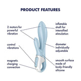 Buy Satisfyer Air Pump Bunny 1 - Blue USB Rechargeable Inflatable Rabbit Vibrator – Naughtyhut NZ sex toys online. Discreet delivery & top brands.