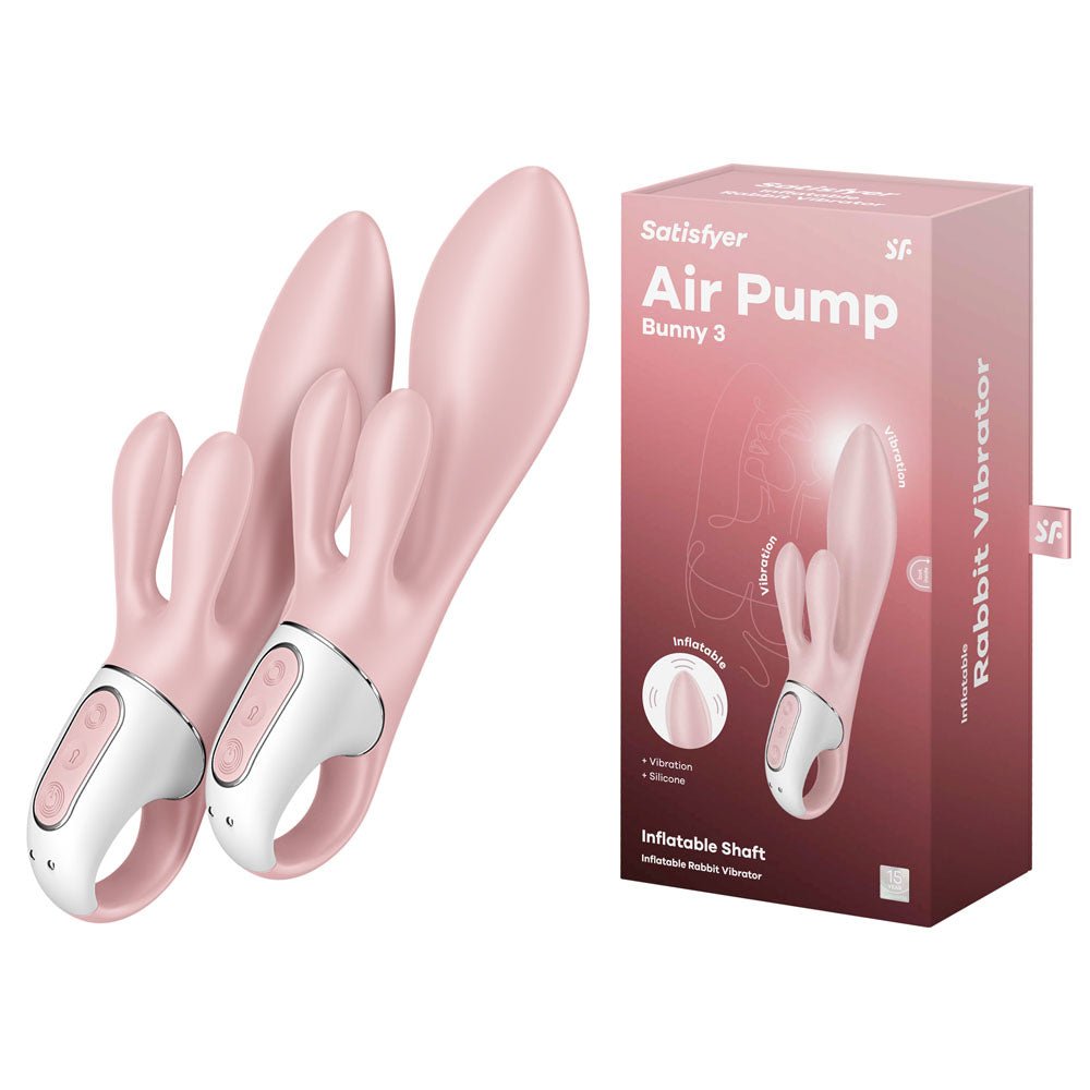Satisfyer Air Pump Bunny 3 - Pink USB Rechargeable Inflatable Rabbit Vibrator – Sex toys NZ by Naughtyhut. Discreet delivery nationwide.