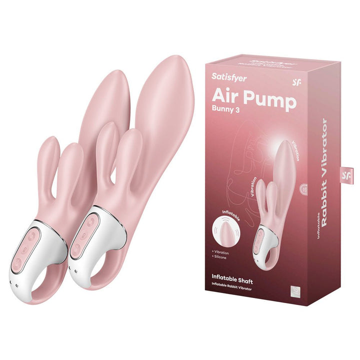 Satisfyer Air Pump Bunny 3 - Pink USB Rechargeable Inflatable Rabbit Vibrator – Sex toys NZ by Naughtyhut. Discreet delivery nationwide.