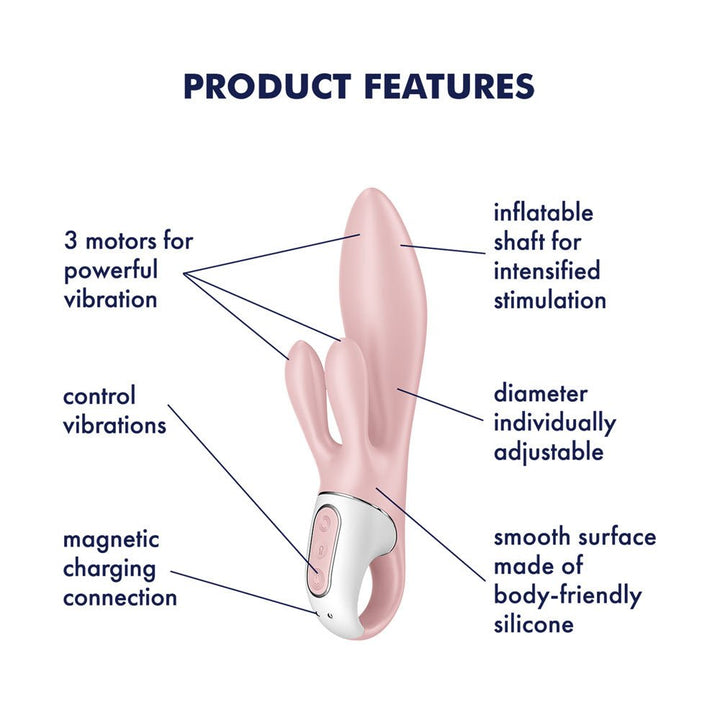 Satisfyer Air Pump Bunny 3 - Pink USB Rechargeable Inflatable Rabbit Vibrator – Sex toys NZ by Naughtyhut. Discreet delivery nationwide.