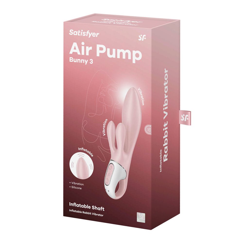 Satisfyer Air Pump Bunny 3 - Pink USB Rechargeable Inflatable Rabbit Vibrator – Sex toys NZ by Naughtyhut. Discreet delivery nationwide.