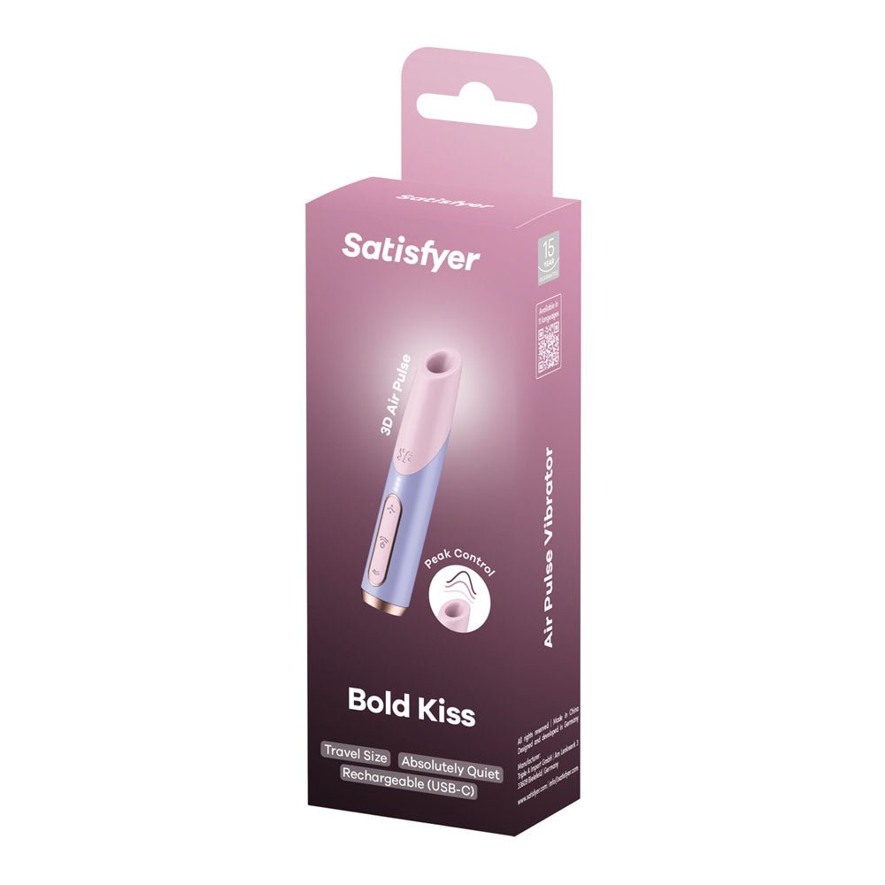Buy Satisfyer Bold Kiss - Purple USB Rechargeable Air Pulse Stimulator – Naughtyhut NZ sex toys online. Discreet delivery & top brands.