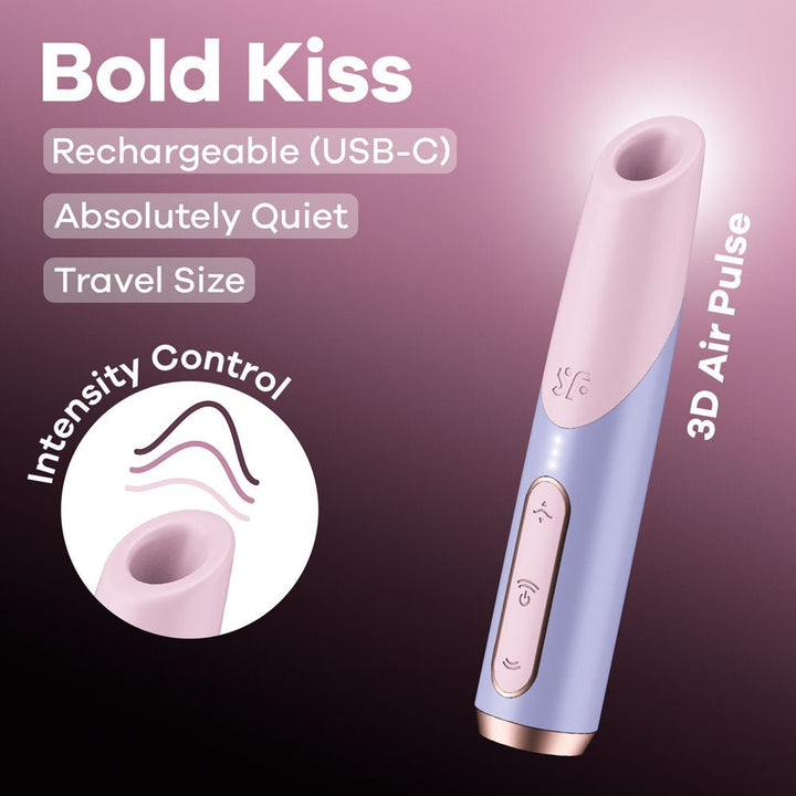 Satisfyer Bold Kiss - Purple USB Rechargeable Air Pulse Stimulator – Sex toys NZ by Naughtyhut. Discreet delivery nationwide.