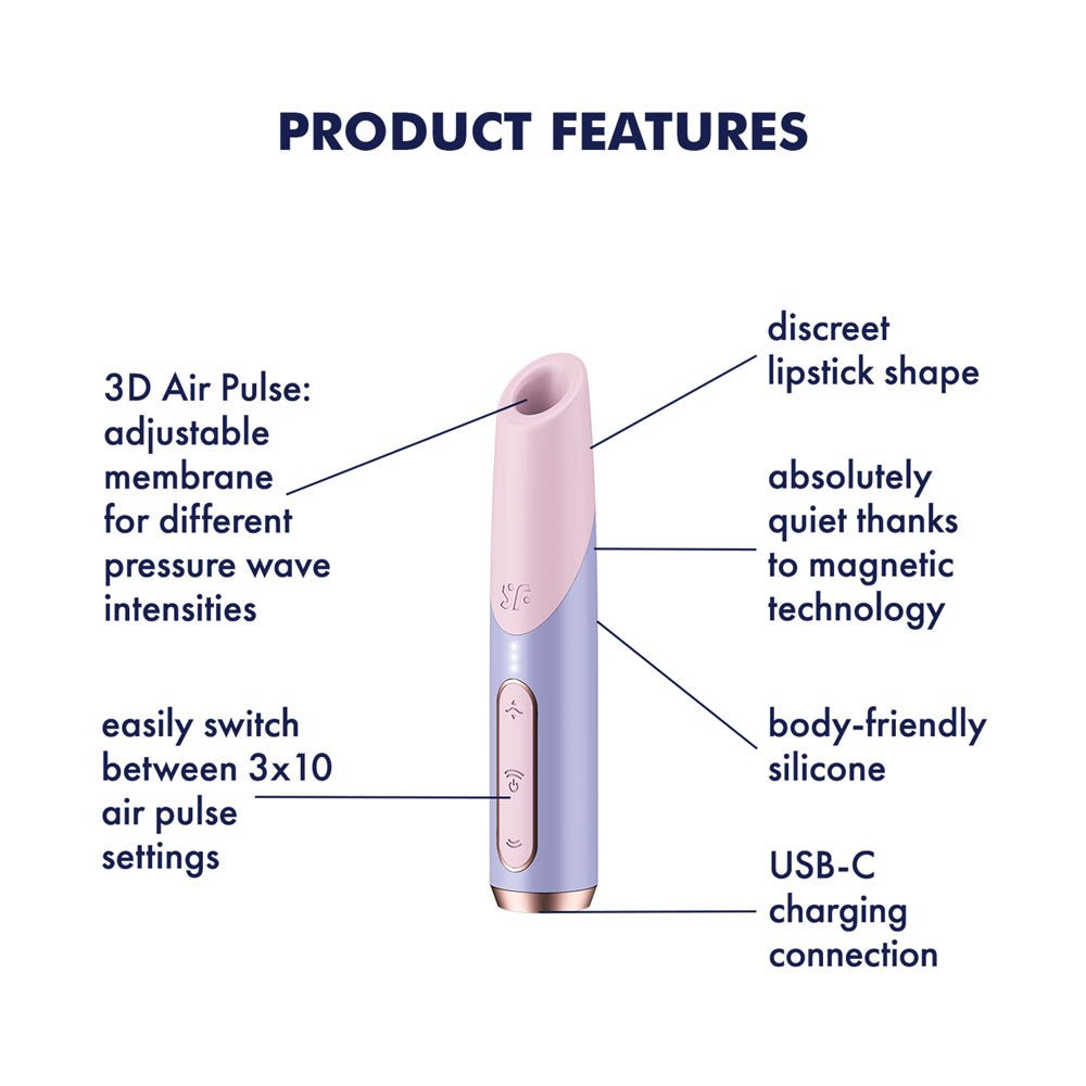 Buy Satisfyer Bold Kiss - Purple USB Rechargeable Air Pulse Stimulator – Naughtyhut NZ sex toys online. Discreet delivery & top brands.