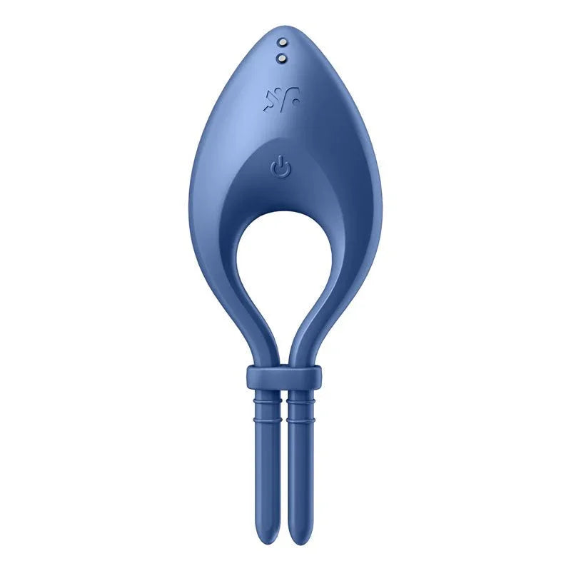 Satisfyer Bullseye - Vibrating Adjustable Lasso Cock Ring in Blue, front view