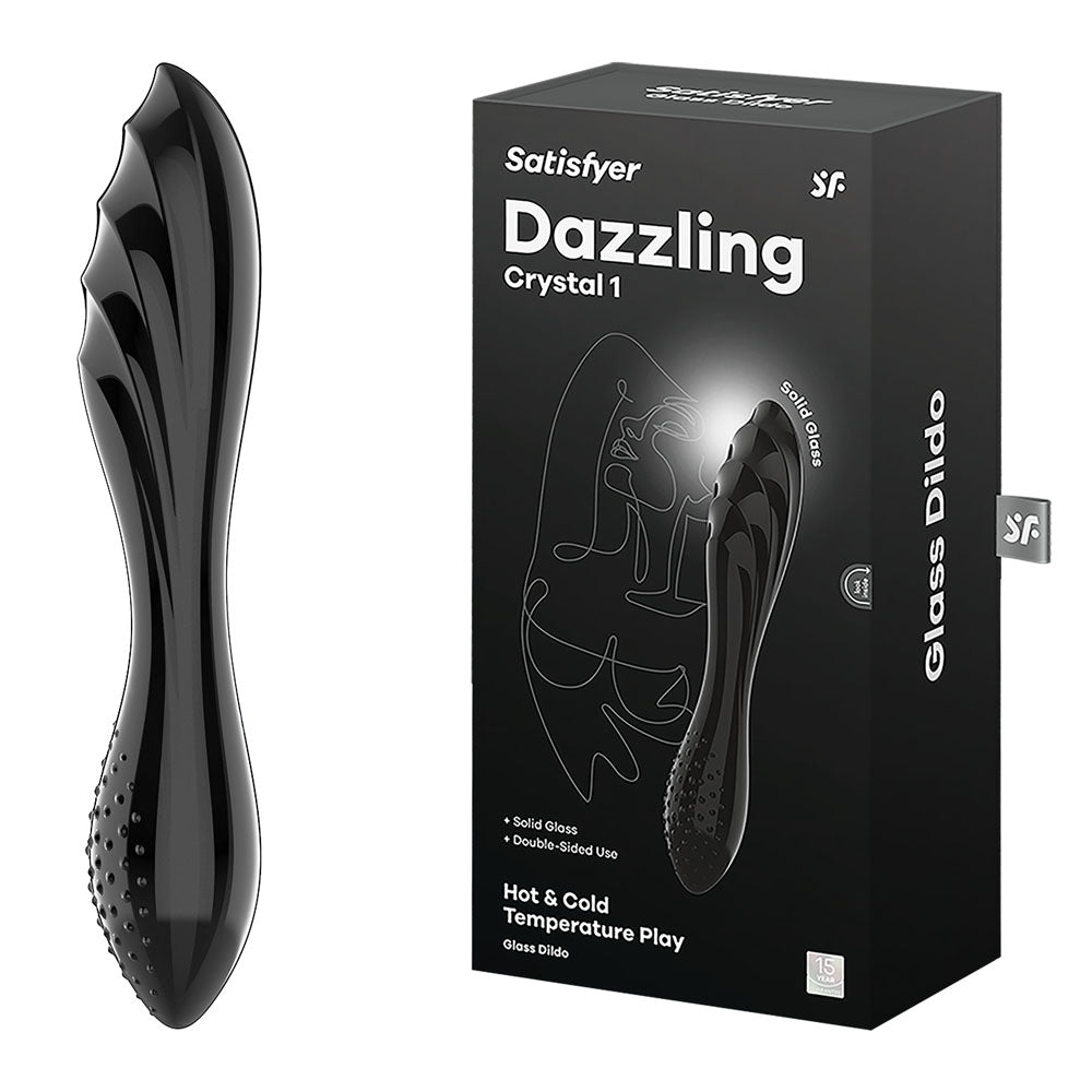 Satisfyer Dazzling Crystal 1 - Black - Black Glass Double Ended Dildo – Sex toys NZ by Naughtyhut. Discreet delivery nationwide.