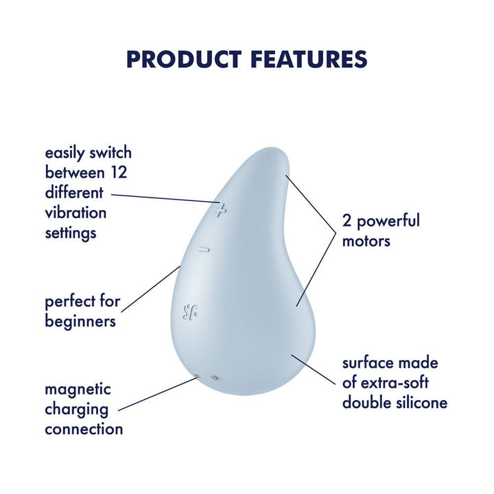 Satisfyer Dew Drop - Light Blue USB Rechargeable Stimulator – Sex toys NZ by Naughtyhut. Discreet delivery nationwide.