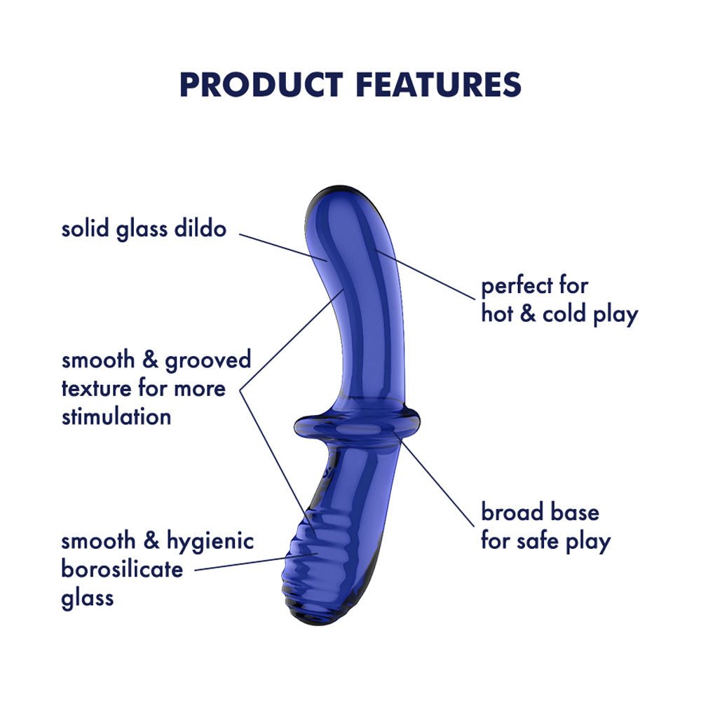 Satisfyer Double Crystal - Blue - Blue Glass Double Ended Dildo – Sex toys NZ by Naughtyhut. Discreet delivery nationwide.