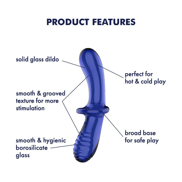 Satisfyer Double Crystal - Blue - Blue Glass Double Ended Dildo – Sex toys NZ by Naughtyhut. Discreet delivery nationwide.