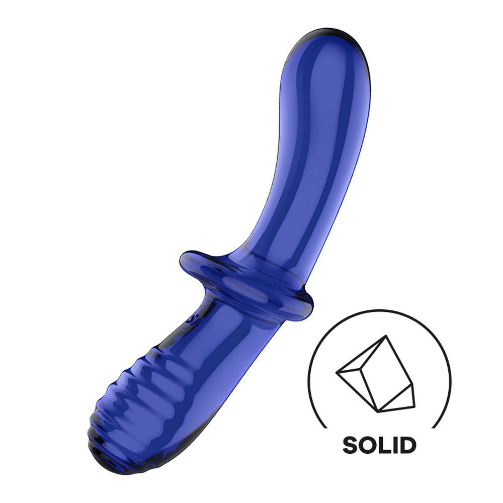 Satisfyer Double Crystal - Blue - Blue Glass Double Ended Dildo – Sex toys NZ by Naughtyhut. Discreet delivery nationwide.
