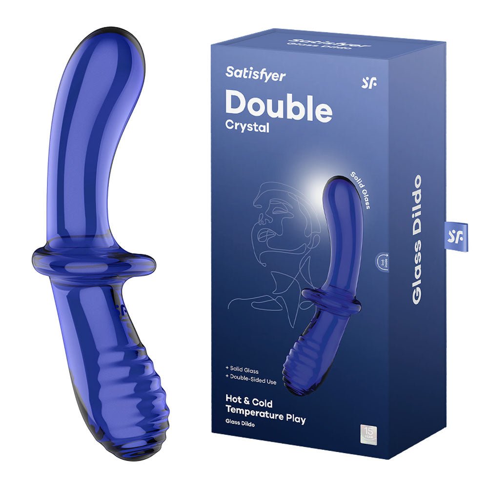 Satisfyer Double Crystal - Blue - Blue Glass Double Ended Dildo – Sex toys NZ by Naughtyhut. Discreet delivery nationwide.
