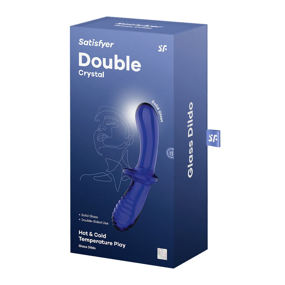 Satisfyer Double Crystal - Blue - Blue Glass Double Ended Dildo – Sex toys NZ by Naughtyhut. Discreet delivery nationwide.