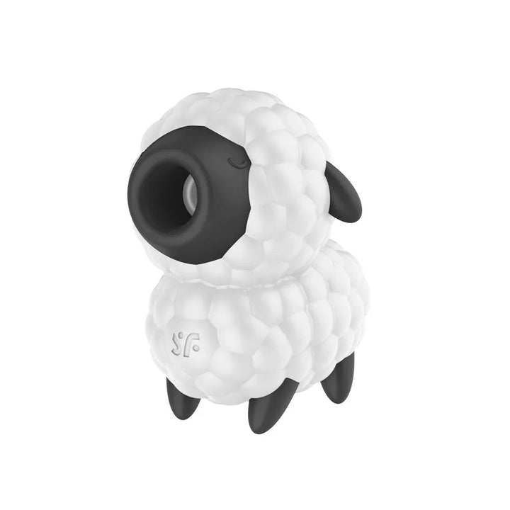 Satisfyer Dreamy Sheep - Vibrating Air Pulse Stimulator in White/Black, front view