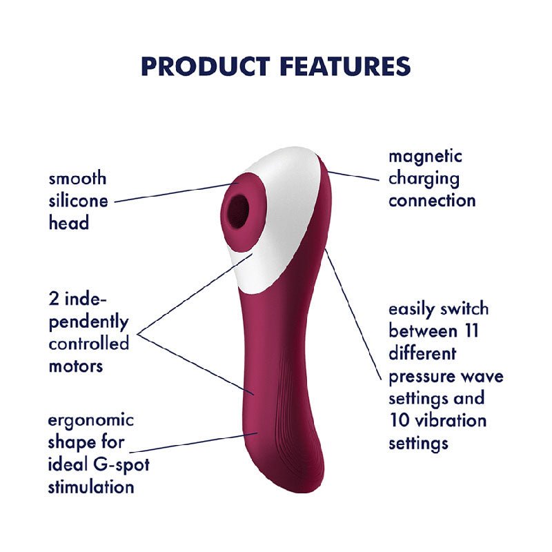Satisfyer Dual Crush - Red Air Pulse Stimulator with Vibration – Sex toys NZ by Naughtyhut. Discreet delivery nationwide.