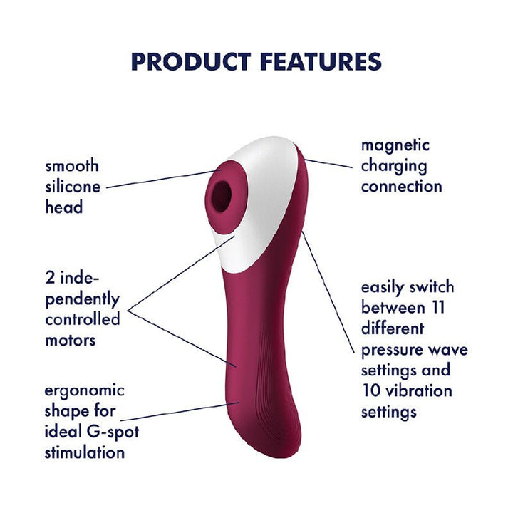 Satisfyer Dual Crush - Red Air Pulse Stimulator with Vibration – Sex toys NZ by Naughtyhut. Discreet delivery nationwide.