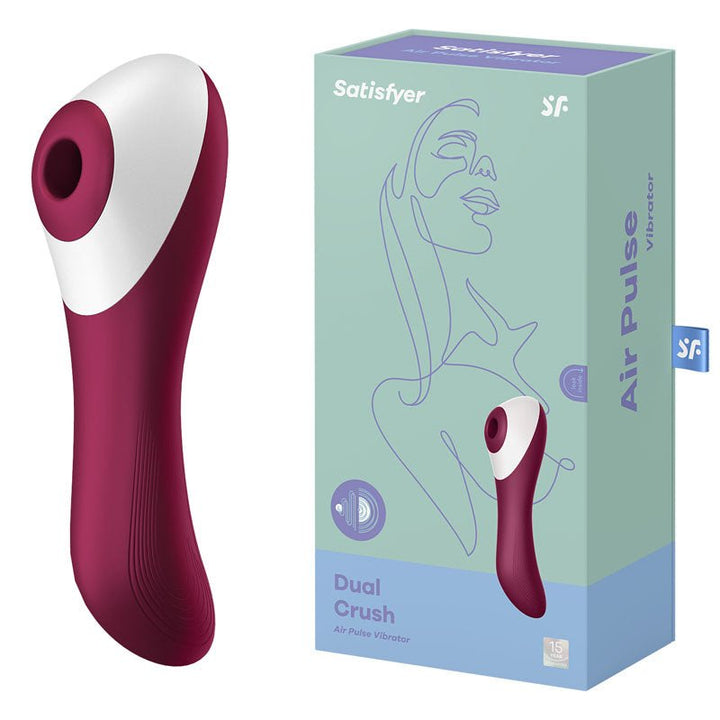 Satisfyer Dual Crush - Red Air Pulse Stimulator with Vibration – Sex toys NZ by Naughtyhut. Discreet delivery nationwide.