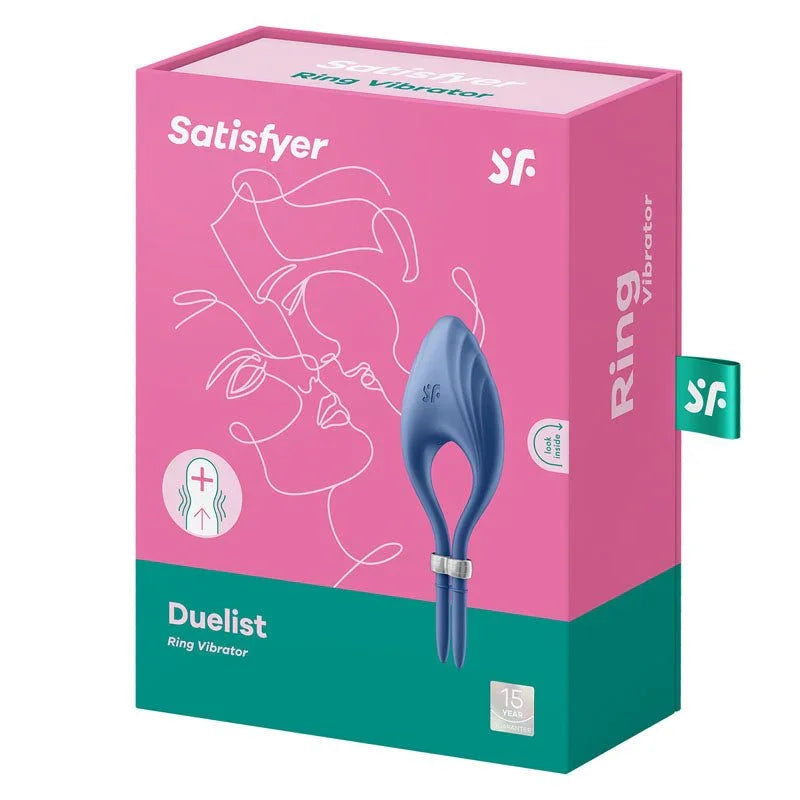 Satisfyer Duelist - Vibrating Adjustable Lasso Cock Ring in Blue retail box