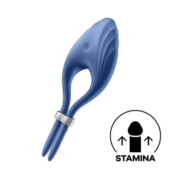Satisfyer Duelist - Vibrating Adjustable Lasso Cock Ring in Blue with a feature badge