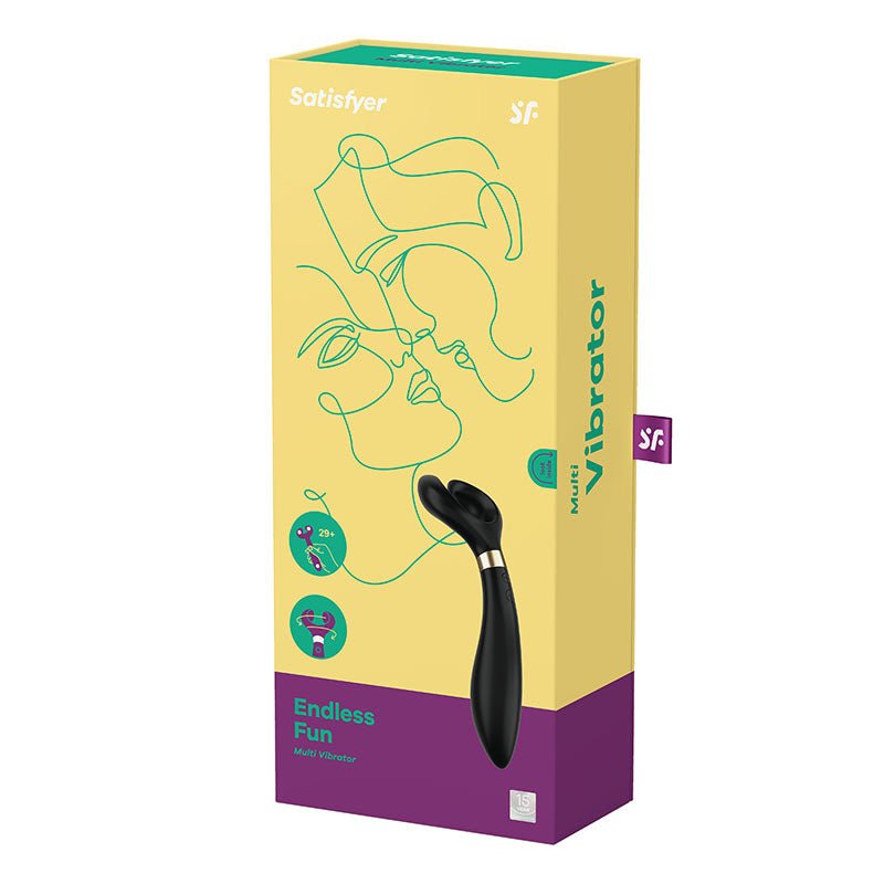 Satisfyer Endless Fun - Black 23.5 cm USB Rechargeable Stimulator – Sex toys NZ by Naughtyhut. Discreet delivery nationwide.