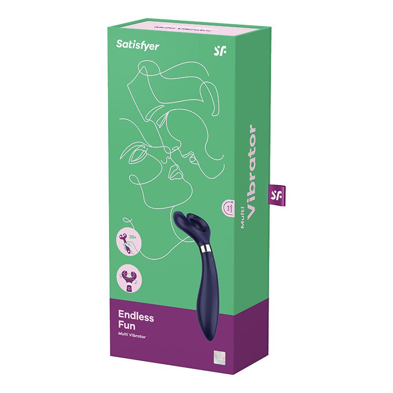 Satisfyer Endless Fun - Blue 23.5 cm USB Rechargeable Stimulator – Sex toys NZ by Naughtyhut. Discreet delivery nationwide.