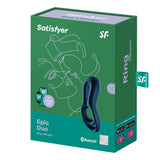 Buy Satisfyer Epic Duo - Navy Blue USB Rechargeable Cock & Balls Ring with App Control – Naughtyhut NZ sex toys online. Discreet delivery & top brands.