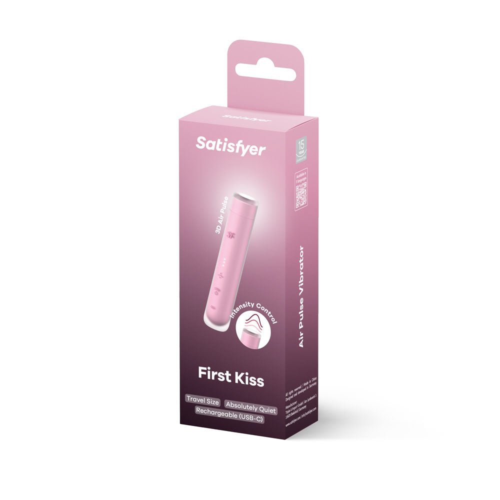 Buy Satisfyer First Kiss - Pink USB Rechargeable Air Pulse Stimulator – Naughtyhut NZ sex toys online. Discreet delivery & top brands.