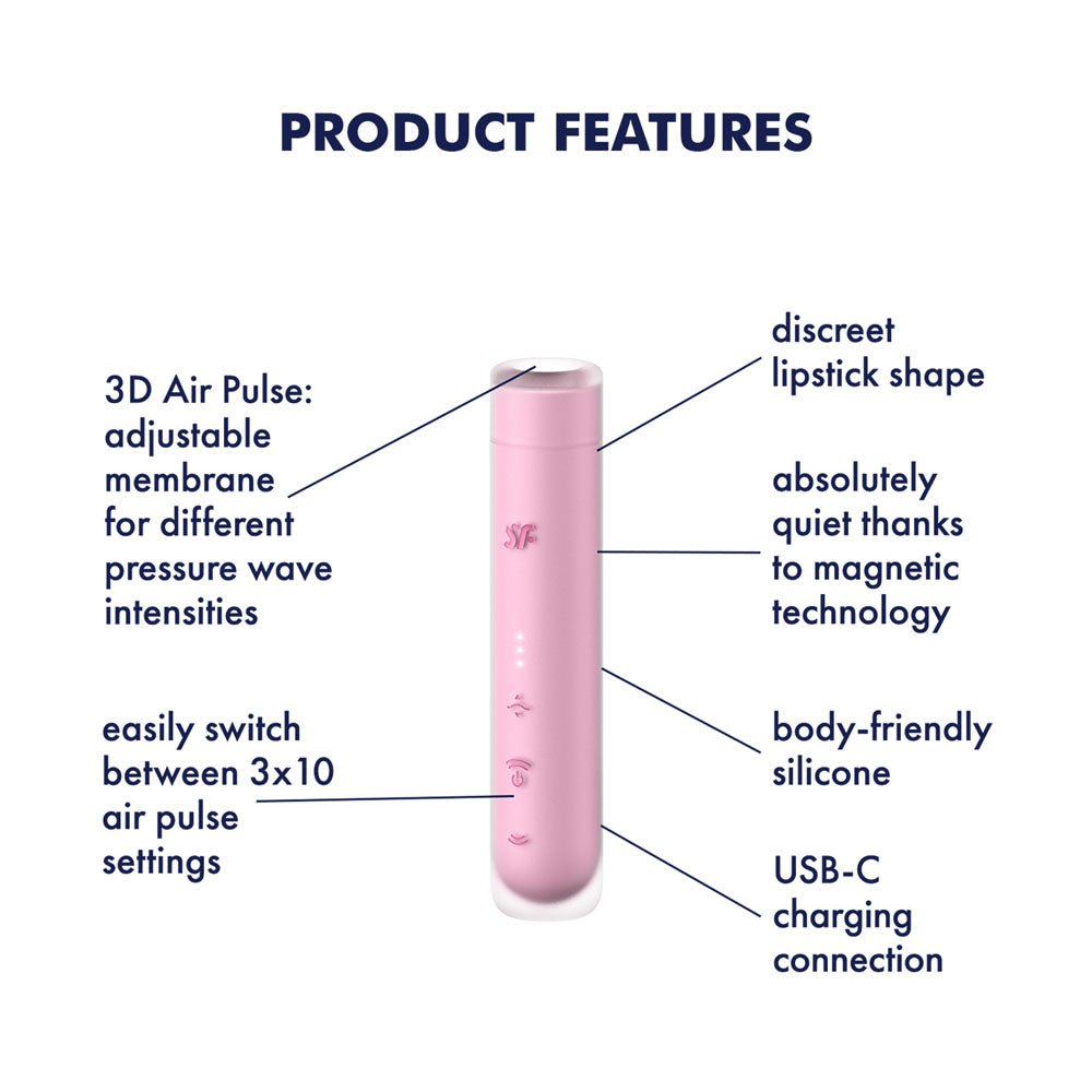 Buy Satisfyer First Kiss - Pink USB Rechargeable Air Pulse Stimulator – Naughtyhut NZ sex toys online. Discreet delivery & top brands.