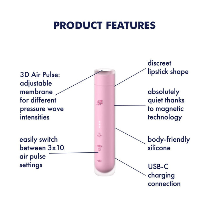 Satisfyer First Kiss - Pink USB Rechargeable Air Pulse Stimulator – Sex toys NZ by Naughtyhut. Discreet delivery nationwide.
