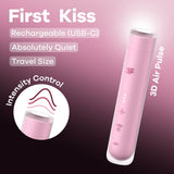 Buy Satisfyer First Kiss - Pink USB Rechargeable Air Pulse Stimulator – Naughtyhut NZ sex toys online. Discreet delivery & top brands.