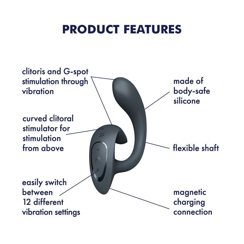 Satisfyer G For Goddess 1 - Dark Grey - Dark Grey USB Rechargeable Vibrator with Clit Stim – Sex toys NZ by Naughtyhut. Discreet delivery nationwide.