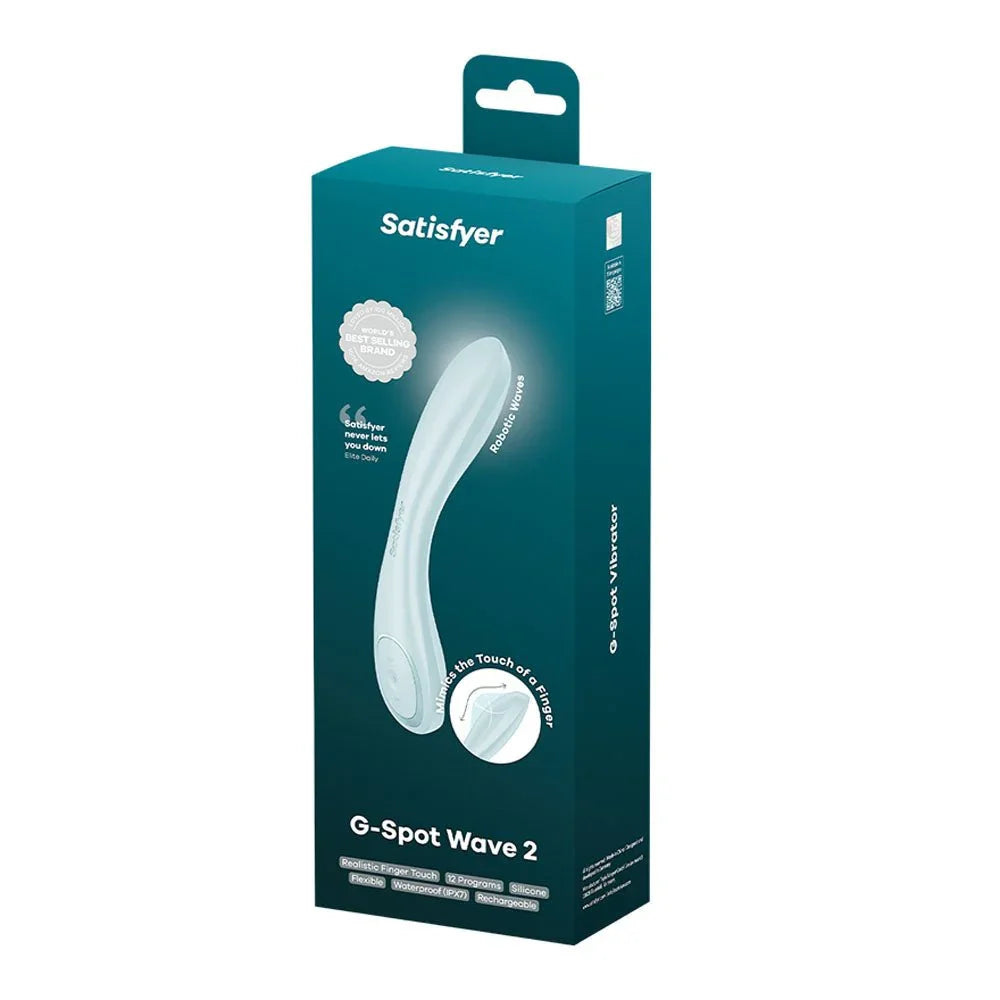 Satisfyer G-Spot Wave 2 - Flicking Tip Vibrator in Ice Blue retail box
