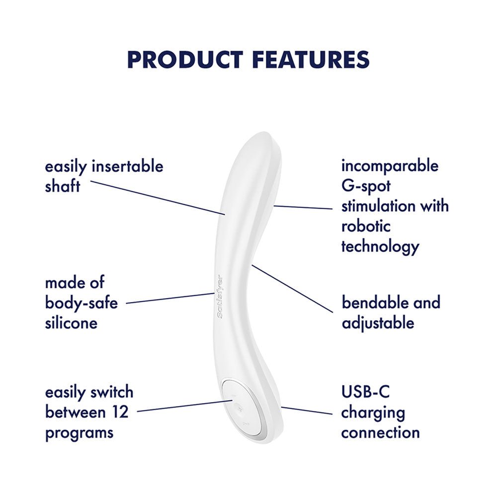 Satisfyer G - Spot Wave 2 - White - White 23.6 cm USB Rechargeable Flicking Tip Vibrator – Sex toys NZ by Naughtyhut. Discreet delivery nationwide.