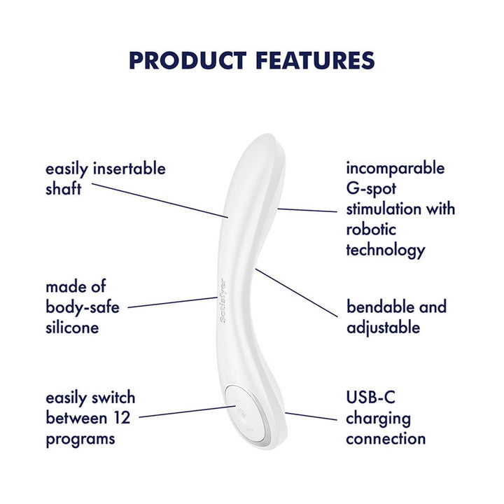 Satisfyer G - Spot Wave 2 - White - White 23.6 cm USB Rechargeable Flicking Tip Vibrator – Sex toys NZ by Naughtyhut. Discreet delivery nationwide.