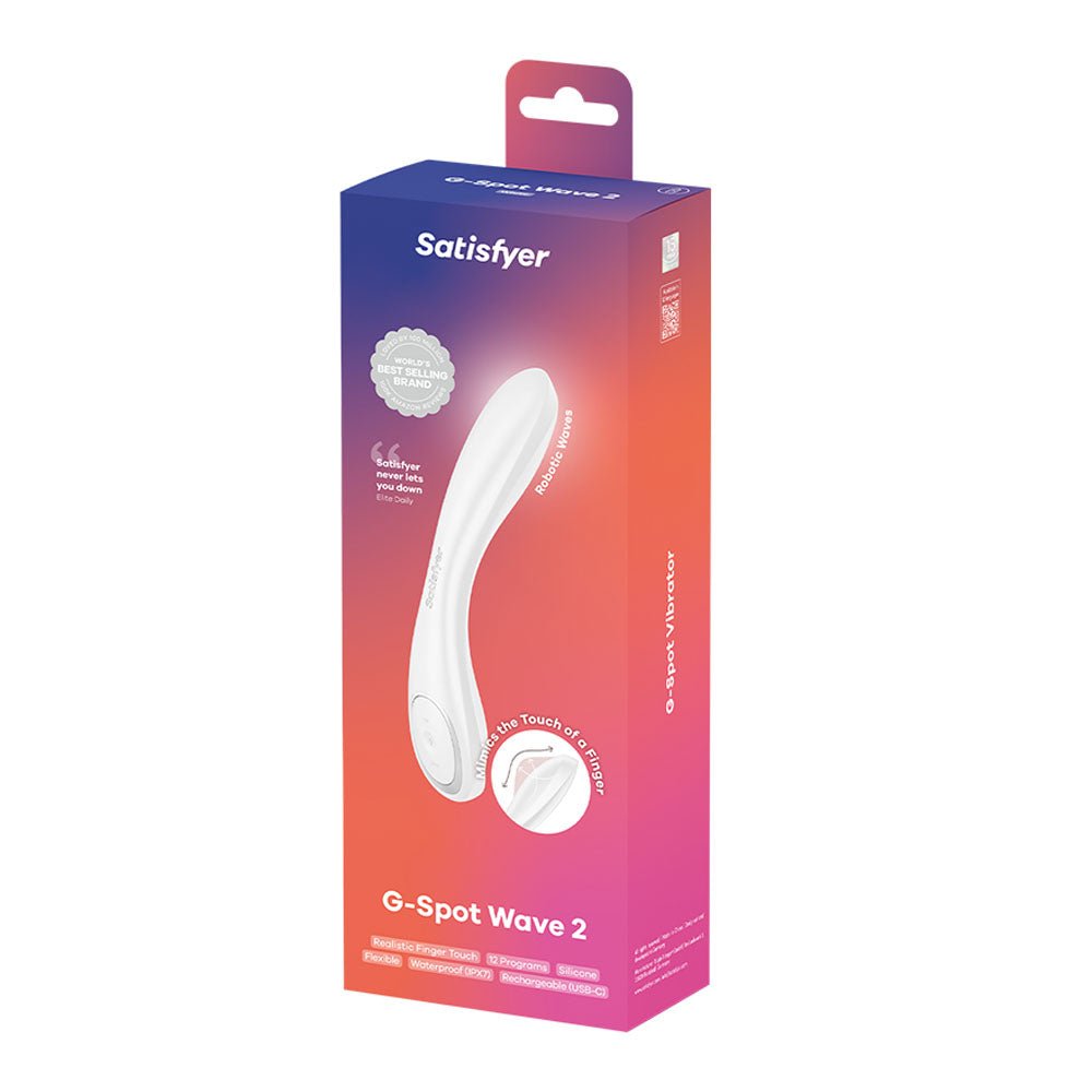 Satisfyer G - Spot Wave 2 - White - White 23.6 cm USB Rechargeable Flicking Tip Vibrator – Sex toys NZ by Naughtyhut. Discreet delivery nationwide.