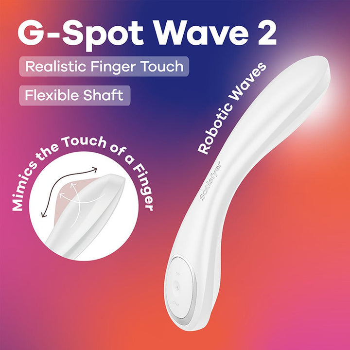 Satisfyer G - Spot Wave 2 - White - White 23.6 cm USB Rechargeable Flicking Tip Vibrator – Sex toys NZ by Naughtyhut. Discreet delivery nationwide.