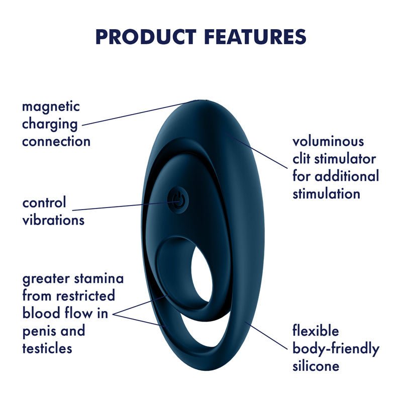 Buy Satisfyer Glorious Duo - Dark Blue USB Rechargeable Cock & Balls Ring – Naughtyhut NZ sex toys online. Discreet delivery & top brands.