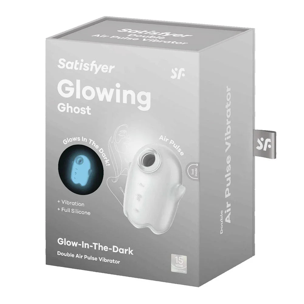 Satisfyer Glowing Ghost - Glow in the Dark Air Pulse Stimulator in White retail box