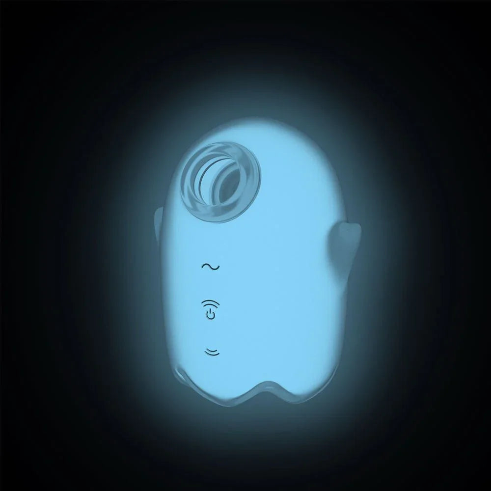 Satisfyer Glowing Ghost glowing blue in the dark