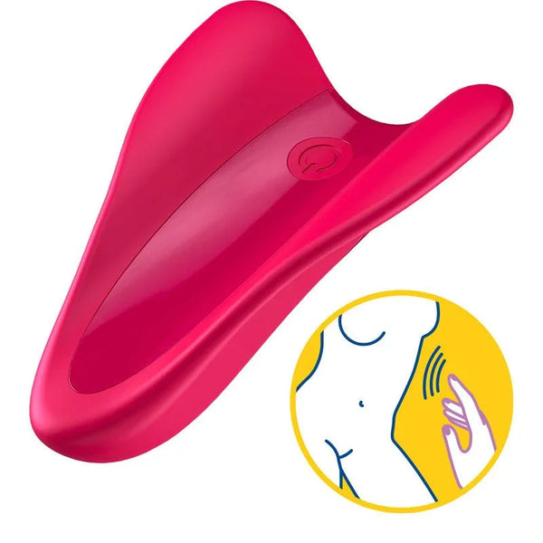 Satisfyer High Fly Finger Vibrator in Red with a feature badge