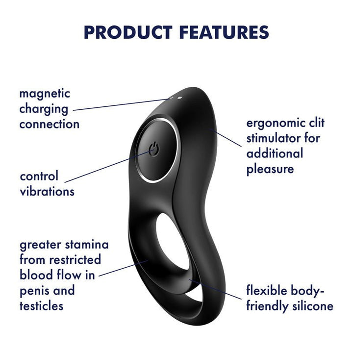 Satisfyer Legendary Duo - Black USB Rechargeable Cock & Balls Ring – Sex toys NZ by Naughtyhut. Discreet delivery nationwide.