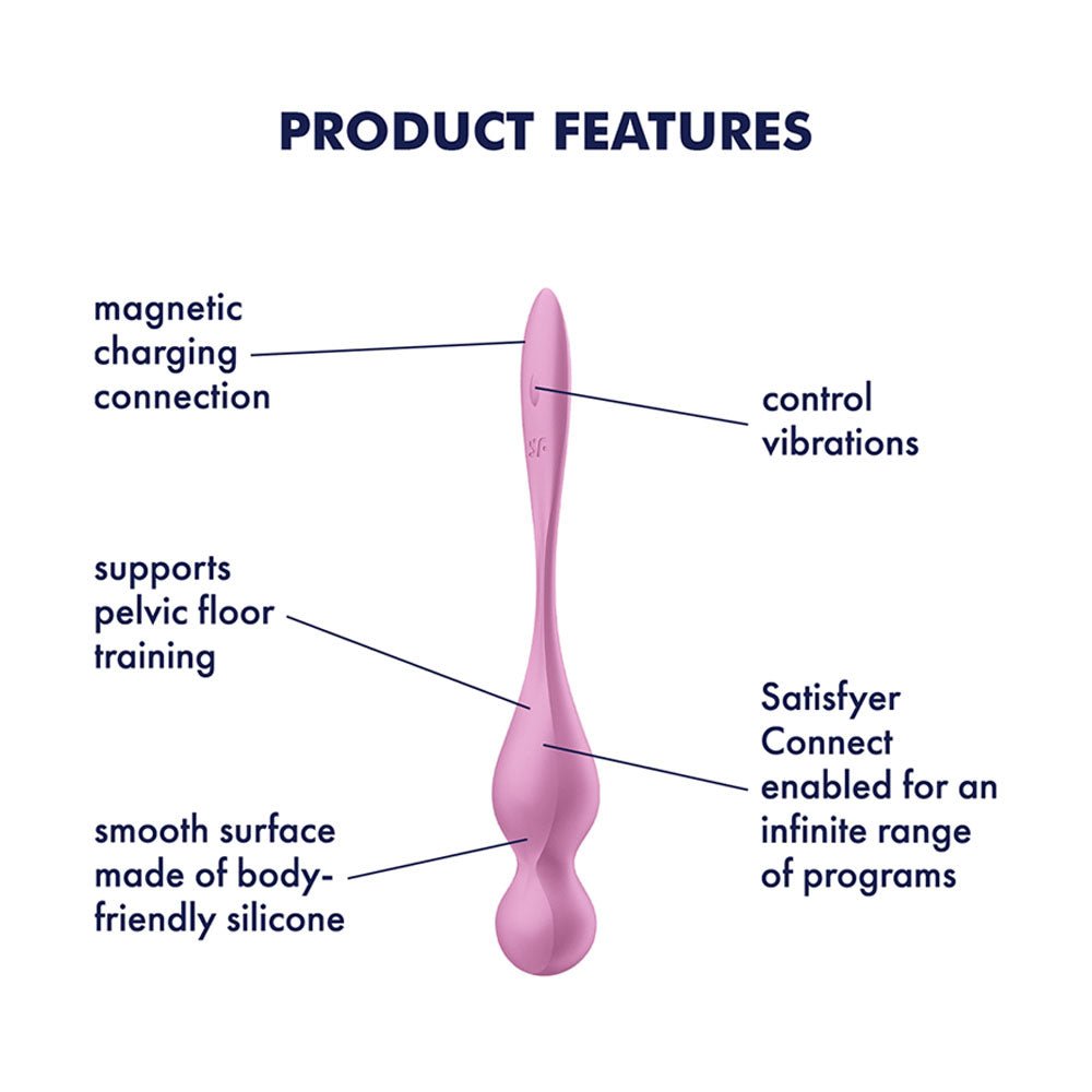 Satisfyer Love Birds 1 - Pink - Pink USB Rechargeable Pelvic Floor Trainer with App Control – Sex toys NZ by Naughtyhut. Discreet delivery nationwide.