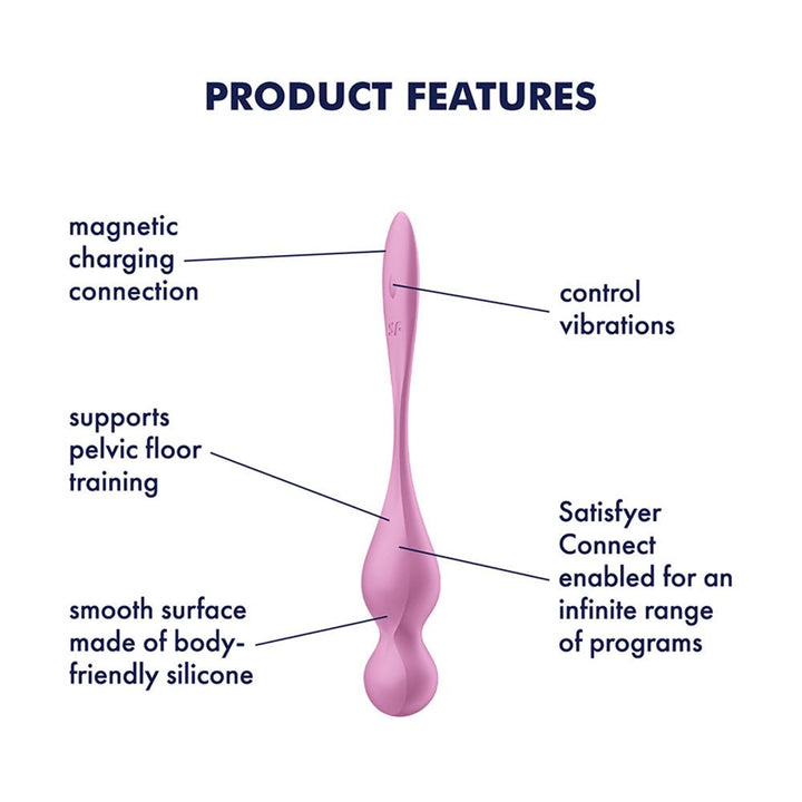 Satisfyer Love Birds 1 - Pink - Pink USB Rechargeable Pelvic Floor Trainer with App Control – Sex toys NZ by Naughtyhut. Discreet delivery nationwide.