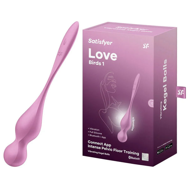 Satisfyer Love Birds 1 - Pelvic Floor Trainer in Pink beside its retail box