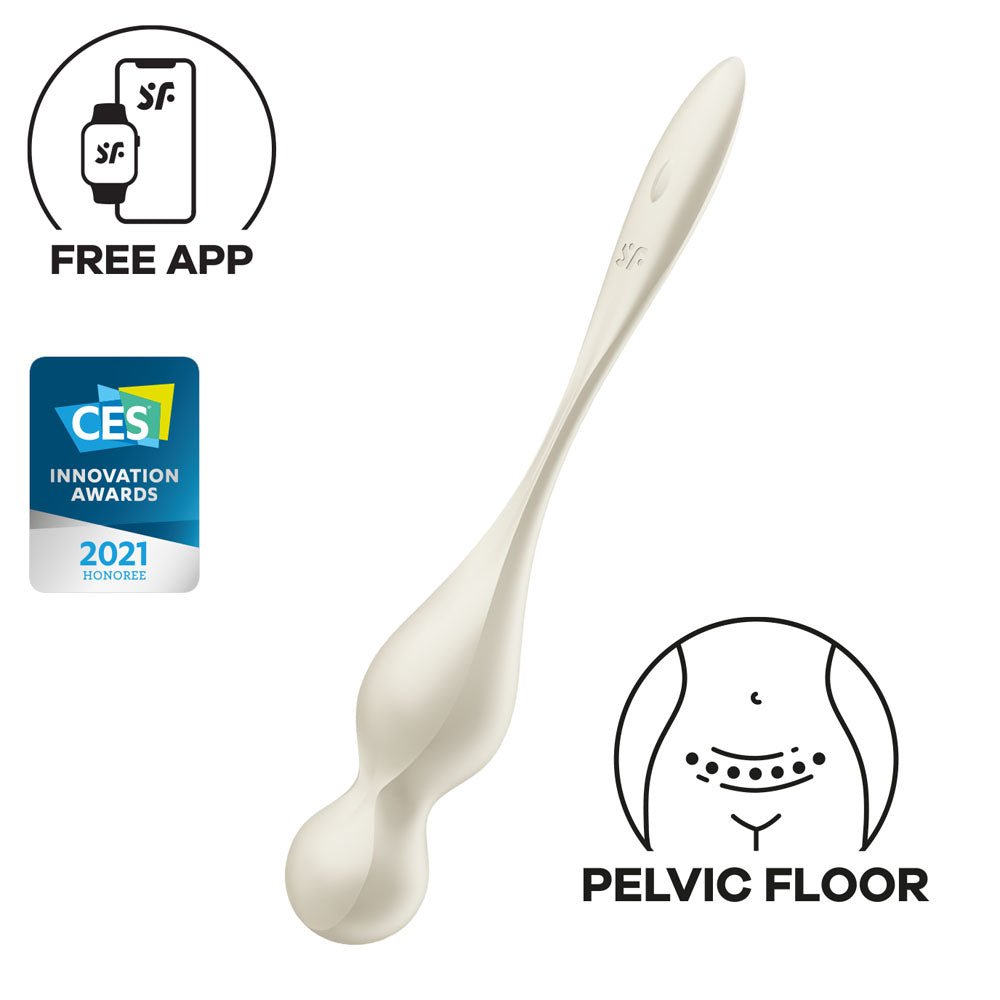 Satisfyer Love Birds 1 - White - White USB Rechargeable Pelvic Floor Trainer with App Control – Sex toys NZ by Naughtyhut. Discreet delivery nationwide.