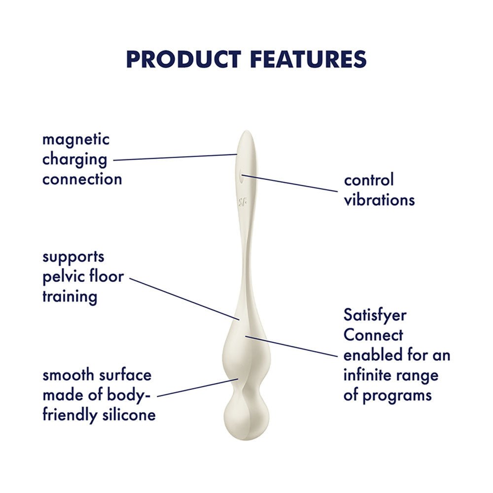 Satisfyer Love Birds 1 - White - White USB Rechargeable Pelvic Floor Trainer with App Control – Sex toys NZ by Naughtyhut. Discreet delivery nationwide.