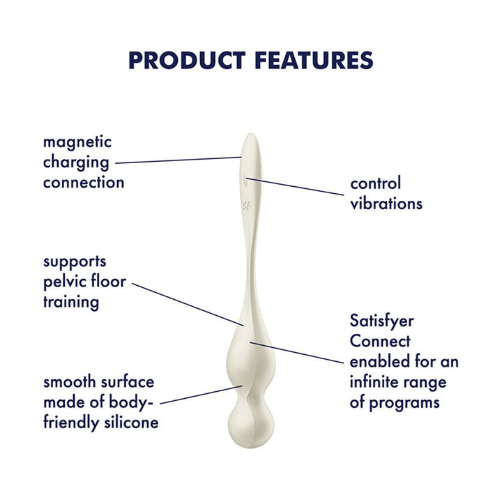 Satisfyer Love Birds 1 - White - White USB Rechargeable Pelvic Floor Trainer with App Control – Sex toys NZ by Naughtyhut. Discreet delivery nationwide.