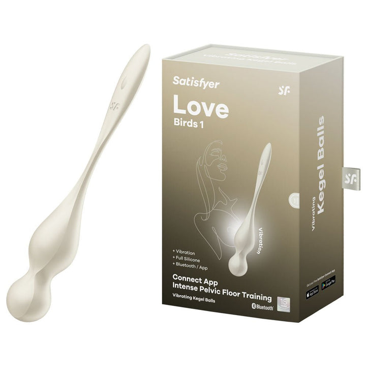 Satisfyer Love Birds 1 - White - White USB Rechargeable Pelvic Floor Trainer with App Control – Sex toys NZ by Naughtyhut. Discreet delivery nationwide.