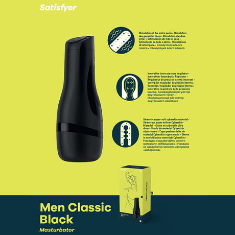 Buy Satisfyer Men Classic - Black Stroker – Naughtyhut NZ sex toys online. Discreet delivery & top brands.