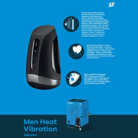 Buy Satisfyer Men Heat Vibration - Black USB Rechargeable Masturbator – Naughtyhut NZ sex toys online. Discreet delivery & top brands.