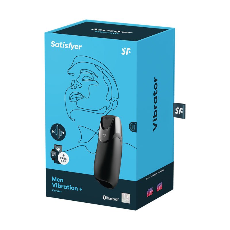 Buy Satisfyer Men Vibration+ - Black USB Rechargeable Masturbator with App Control – Naughtyhut NZ sex toys online. Discreet delivery & top brands.